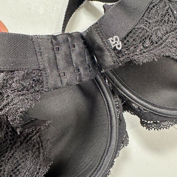 Simone Perele 34F Bra Underwired Black Smooth Floral Mesh Bow Adjustable Straps - Picture 16 of 16